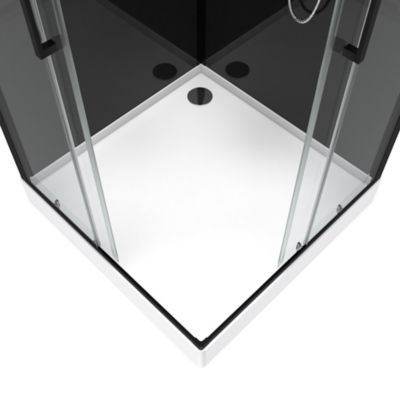 Cabine de douche l.90 x L.90 x H.230 cm – design noir, hydromassante, miroir intégré, portes coulissantes, Galedo Mirror 2 Square