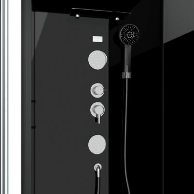 Cabine de douche l.90 x L.90 x H.230 cm – design noir, hydromassante, miroir intégré, portes coulissantes, Galedo Mirror 2 Square