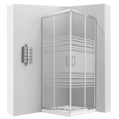 Cabine de douche LANA portes coulissantes H.180 cm verre 6 mm semi-opaque 80 x 90 cm + receveur - Saniverre