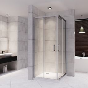 Cabine de douche LANA portes coulissantes H.180 cm verre 6 mm transparent 100 x 100 cm + receveur - Saniverre