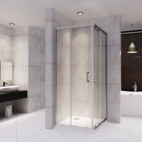 Cabine de douche LANA portes coulissantes H.180 cm verre 6 mm transparent 85 x 85 cm + receveur - Saniverre