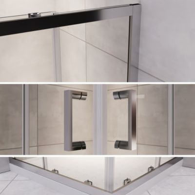 Cabine de douche LANA portes coulissantes H.185 cm verre 6 mm transparent 90 x 90 cm - Saniverre