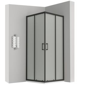 Cabine de douche LANABLACK H.180 cm portes coulissantes verre 6 mm opaque 100 x 100 cm + receveur - Saniverre