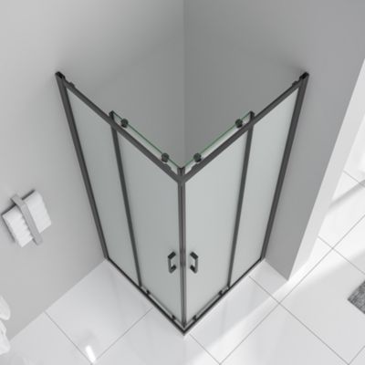 Cabine de douche LANABLACK H.180 cm portes coulissantes verre 6 mm opaque 70 x 70 cm - Saniverre