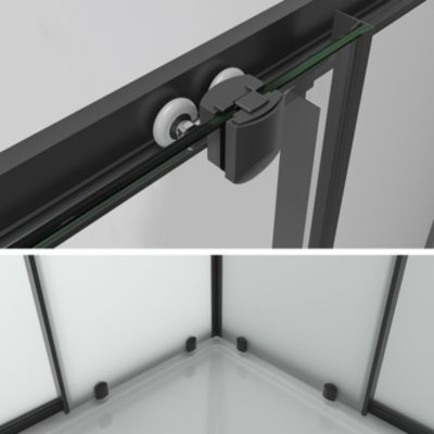 Cabine de douche LANABLACK H.180 cm portes coulissantes verre 6 mm opaque 70 x 70 cm - Saniverre