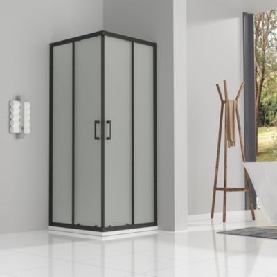 Cabine de douche LANABLACK H.180 cm portes coulissantes verre 6 mm opaque 70 x 70 cm - Saniverre