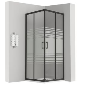 Cabine de douche LANABLACK H.180 cm portes coulissantes verre 6 mm semi-opaque 100 x 100 cm + receveur - Saniverre