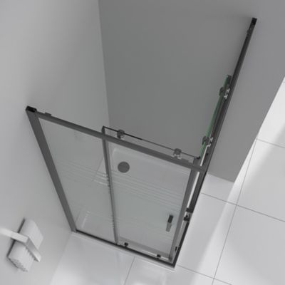 Cabine de douche LANABLACK H.180 cm portes coulissantes verre 6 mm semi-opaque 75 x 75 cm - Saniverre