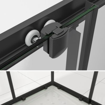 Cabine de douche LANABLACK H.180 cm portes coulissantes verre 6 mm transparent 90 x 90 cm - Saniverre
