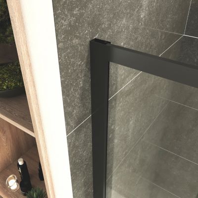 Cabine de douche LANABLACK H.180 cm portes coulissantes verre 6 mm transparent 90 x 90 cm - Saniverre