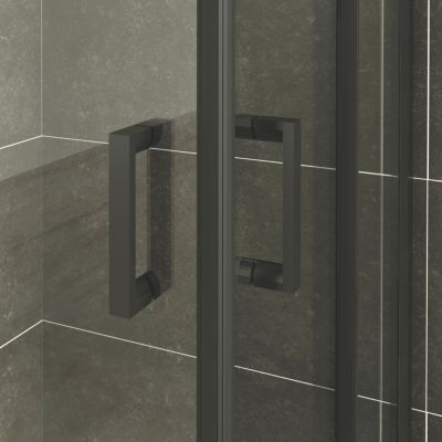 Cabine de douche LANABLACK H.180 cm portes coulissantes verre 6 mm transparent 90 x 90 cm - Saniverre