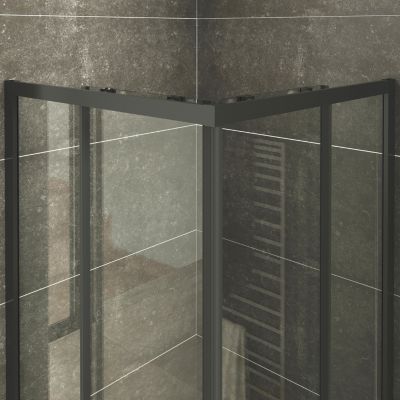 Cabine de douche LANABLACK H.180 cm portes coulissantes verre 6 mm transparent 90 x 90 cm - Saniverre