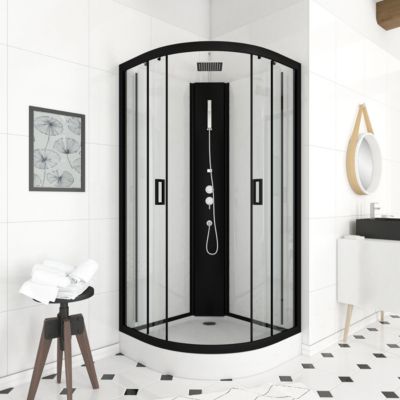 Cabine de douche LIFT UP BLACK 1/4 de cercle 85x85x235cm