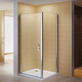 Cabine de douche NIKY H.195 cm porte pivotante verre 8 mm transparent 100 x 90 cm (porte 100) - Saniverre