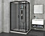 Cabine de douche, paroi fond verre effet béton, receveur extra-plat acrylique gris renforcé 120x80x11 cm Sero Allibert