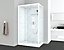 Cabine de douche, paroi fond verre effet marbre blanc, receveur extra-plat acrylique blanc renforcé 120x80x11 cm Enorh Allibert
