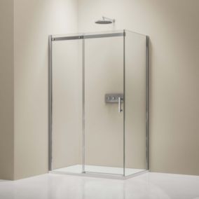 Cabine de douche, porte coulissante, verre sécurité ESG 6mm, Profil Chrome, 120x100x190cm (LxPxH)