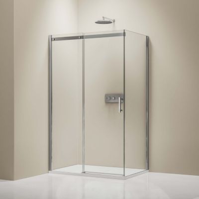Cabine de douche, porte coulissante, verre sécurité ESG 6mm - Profil Chrome - 120x80x190cm (LxPxH)