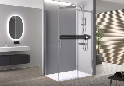 Cabine de douche, porte coulissante, verre sécurité ESG 6mm - Profil Chrome - 120x80x190cm (LxPxH)