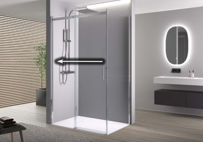 Cabine de douche, porte coulissante, verre sécurité ESG 6mm - Profil Chrome - 120x80x190cm (LxPxH)