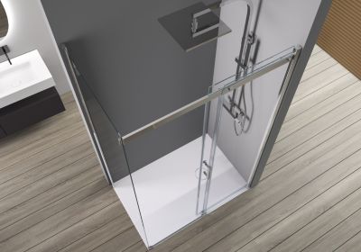 Cabine de douche, porte coulissante, verre sécurité ESG 6mm - Profil Chrome - 120x80x190cm (LxPxH)