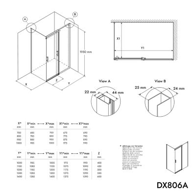 Cabine de douche, porte coulissante, verre sécurité ESG 6mm - Profil Chrome - 120x80x190cm (LxPxH)