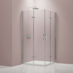 Cabine de douche portes battantes, Verre ESG 8mm, Profilé Chrome - droite 100x gauche 70x195cm - DX213