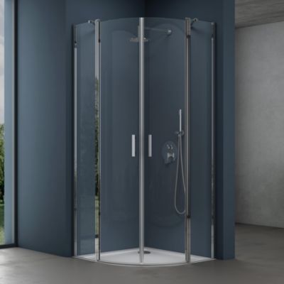 Cabine de Douche Quart de Cercle 80x80x195cm, Paroi de Douche, Verre 6mm, avec Receveur, Revêtement NANO, Ravenna52 doporro