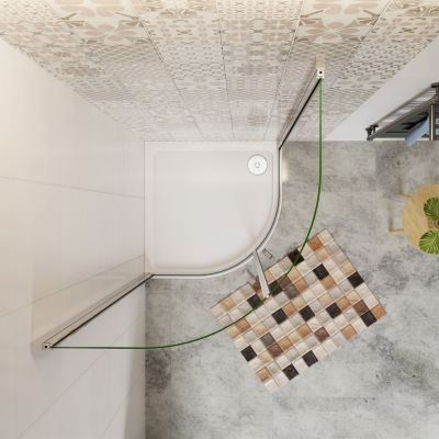 Cabine de Douche Quart de Cercle 90x90x195 cm -Portes Pivotantes 180 degrés-Verre Sécurisé 6 mm