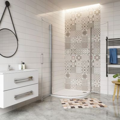 Cabine de Douche Quart de Cercle 90x90x195 cm -Portes Pivotantes 180 degrés-Verre Sécurisé 6 mm