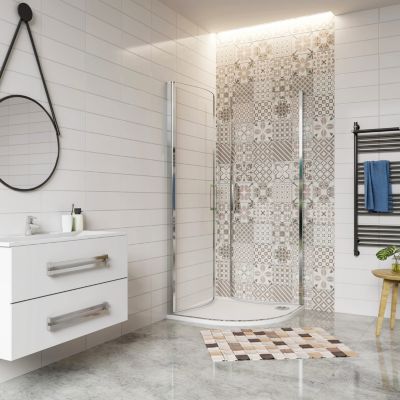 Cabine de Douche Quart de Cercle 90x90x195 cm -Portes Pivotantes 180 degrés-Verre Sécurisé 6 mm