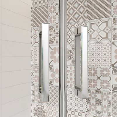 Cabine de Douche Quart de Cercle 90x90x195 cm -Portes Pivotantes 180 degrés-Verre Sécurisé 6 mm