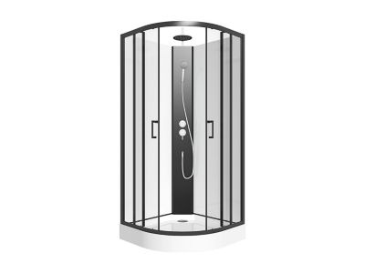 Cabine de douche quart de cercle - Hauteur ajustable - L80 x l80 x H200/220 cm - Noir et blanc - ROVATA