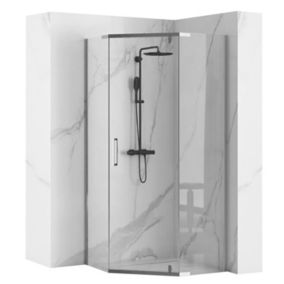 Cabine de douche REA Axin Chrome 90x90 + receveur Black