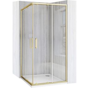 CABINE DE DOUCHE REA CITY BRUSH GOLD+ RECEVEUR DE DOUCHE SAVOY WHITE 90X90