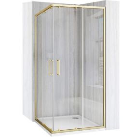 Cabine de douche REA City Brushed Gold 90x90 + receveur Black