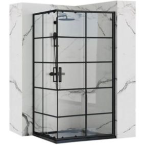 Cabine De Douche Rea Concept 80X100 Black + Receveur De Douche Savoy Black