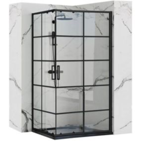 CABINE DE DOUCHE REA CONCEPT BLACK 80X100 + RECEVEUR DE DOUCHE SAVOY BLACK