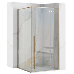 Cabine De Douche Rea Fargo 80X100 Gold + Receveur De Douche Savoy Black