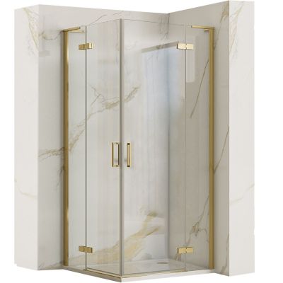 Cabine de douche REA Hugo Brushed Gold 80x80