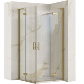 Cabine de douche REA Hugo Brushed Gold 80x80