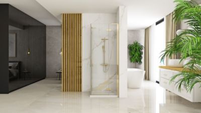 Cabine de douche REA Hugo Brushed Gold 80x80