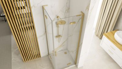 Cabine de douche REA Hugo Brushed Gold 80x80