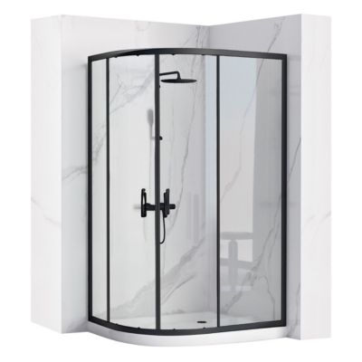 Cabine De Douche Rea Look 80X100 Black + Receveur De Douche Left