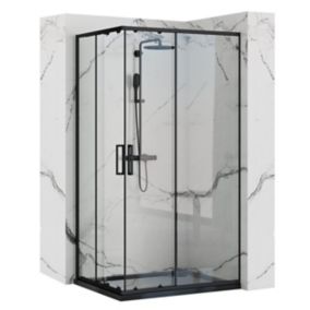 Cabine De Douche Rea Punto 80X100 Black + Receveur De Douche Savoy Black