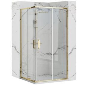 Cabine De Douche Rea Punto 80X100 Gold + Receveur De Douche Savoy Black