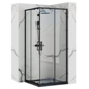 CABINE DE DOUCHE REA PUNTO BLACK 80X80 + RECEVEUR DE DOUCHE SAVOY BLACK