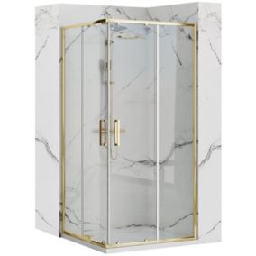 Cabine de douche REA Punto Gold 80x80 + receveur White