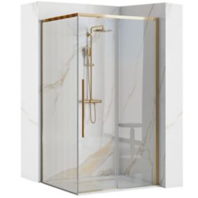 Cabine De Douche Rea Solar 90X90 Gold + Receveur De Douche Savoy White