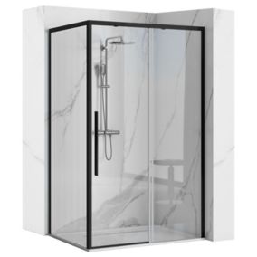 Cabine de douche REA Solar Black 90x90 + receveur White